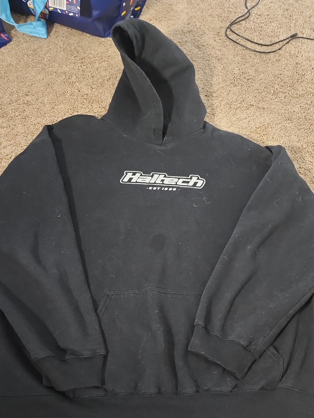 Gildan Black Men's Pullover Hoodie with Haltech Logo